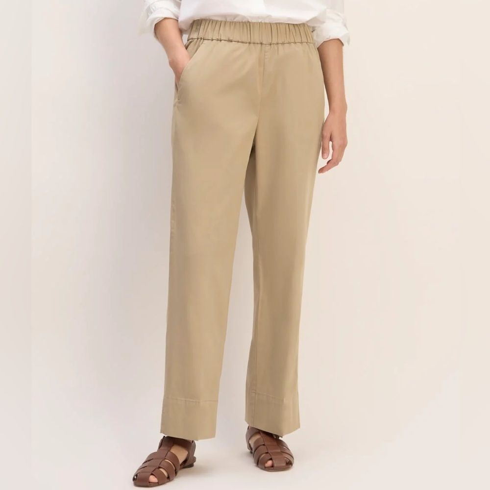 Everlane The Easy Khaki Tan Straight Leg Pull On Pants Womenโs Size Medium 10